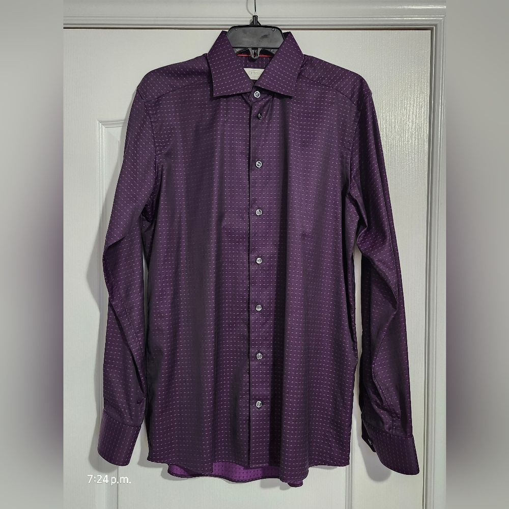 Eton Contemporary Slim Fit Purple Dress Shirt EURO 39 15 ½ Medium EUC